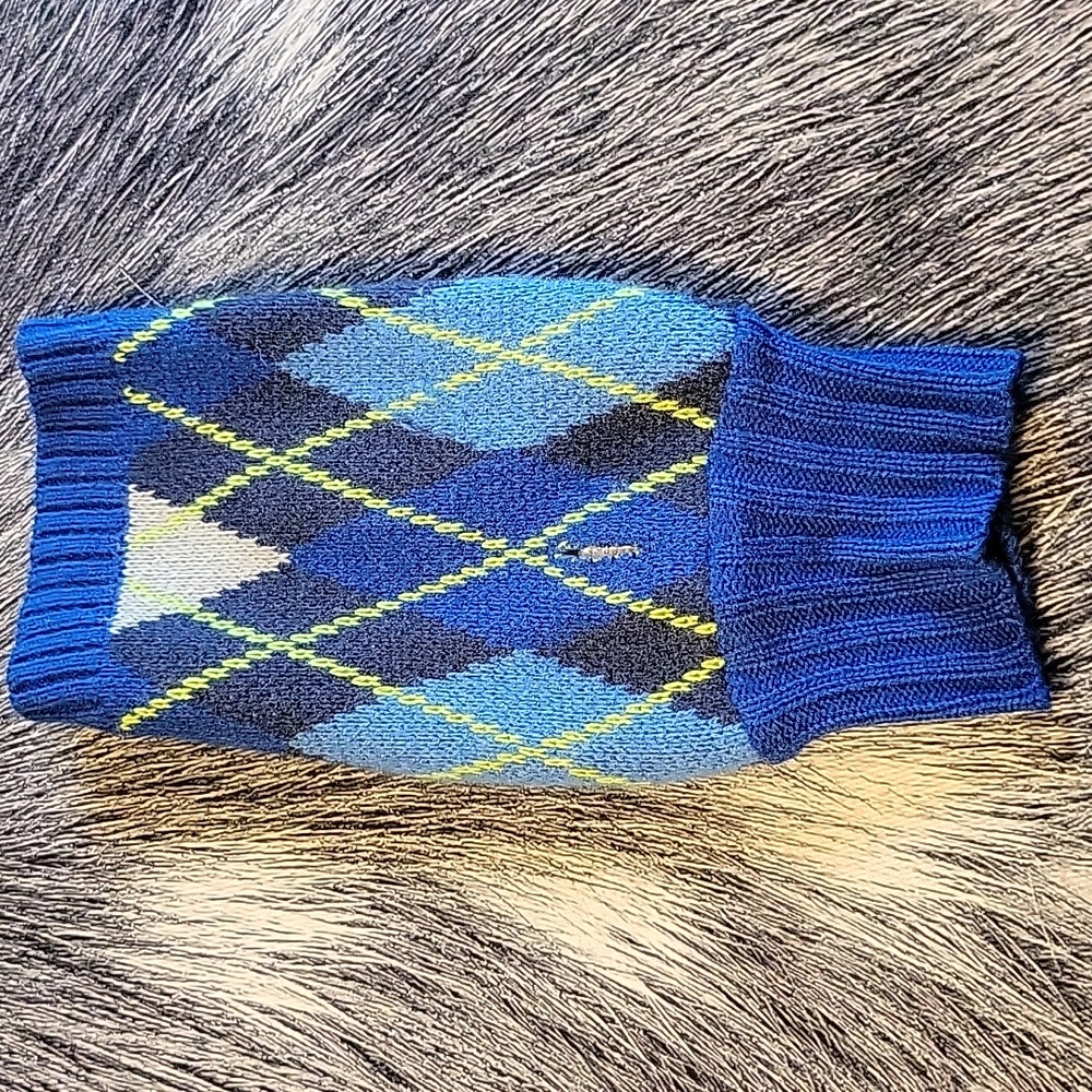 Blue Argyle Small Dog Sweater